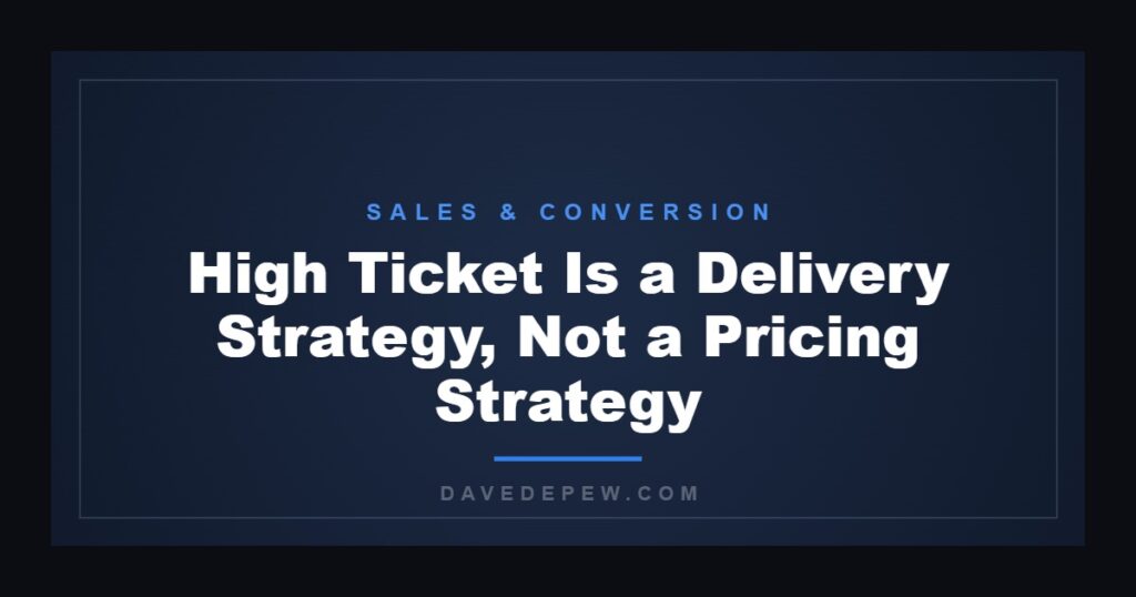 High Ticket Is a Delivery Strategy, Not a Pricing Strategy