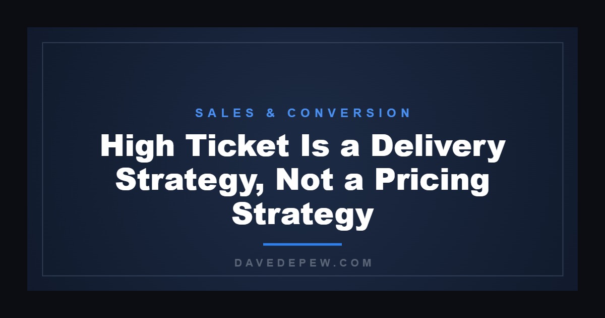 High Ticket Is a Delivery Strategy, Not a Pricing Strategy