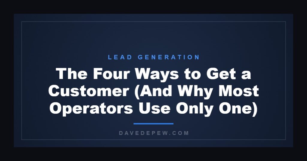 The Four Ways to Get a Customer (And Why Most Operators Use Only One)