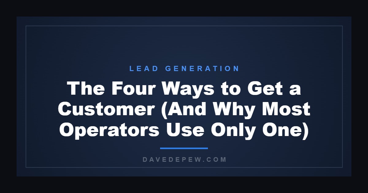 The Four Ways to Get a Customer (And Why Most Operators Use Only One)