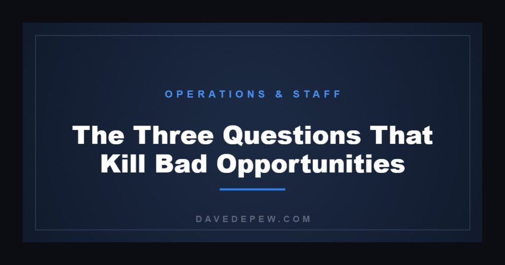The Three Questions That Kill Bad Opportunities