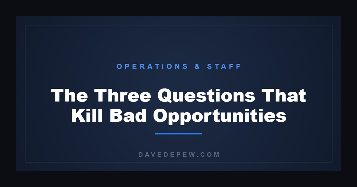The Three Questions That Kill Bad Opportunities