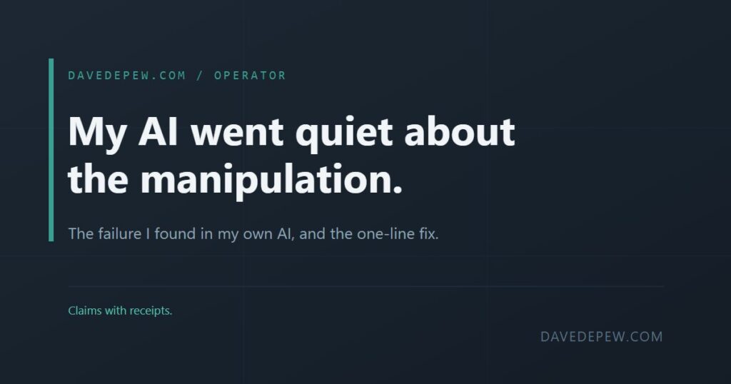 My AI Went Quiet About the Manipulation Right When It Mattered Most